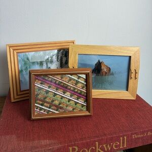 Set of 3 Vintage Wood Picture Frames w/ Nature Prints